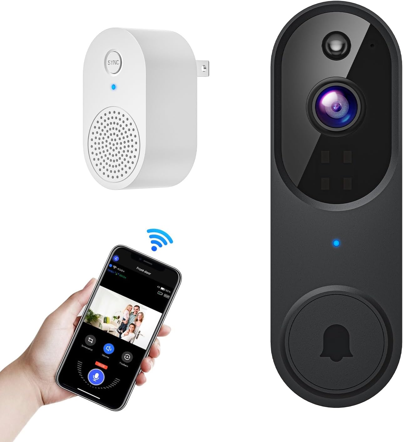 Wireless Wi-Fi Video Doorbell Camera with Two Way Audio, AI Motion Detection, Night Vision and Cloud Storage, 2.4G Wi-Fi Only
