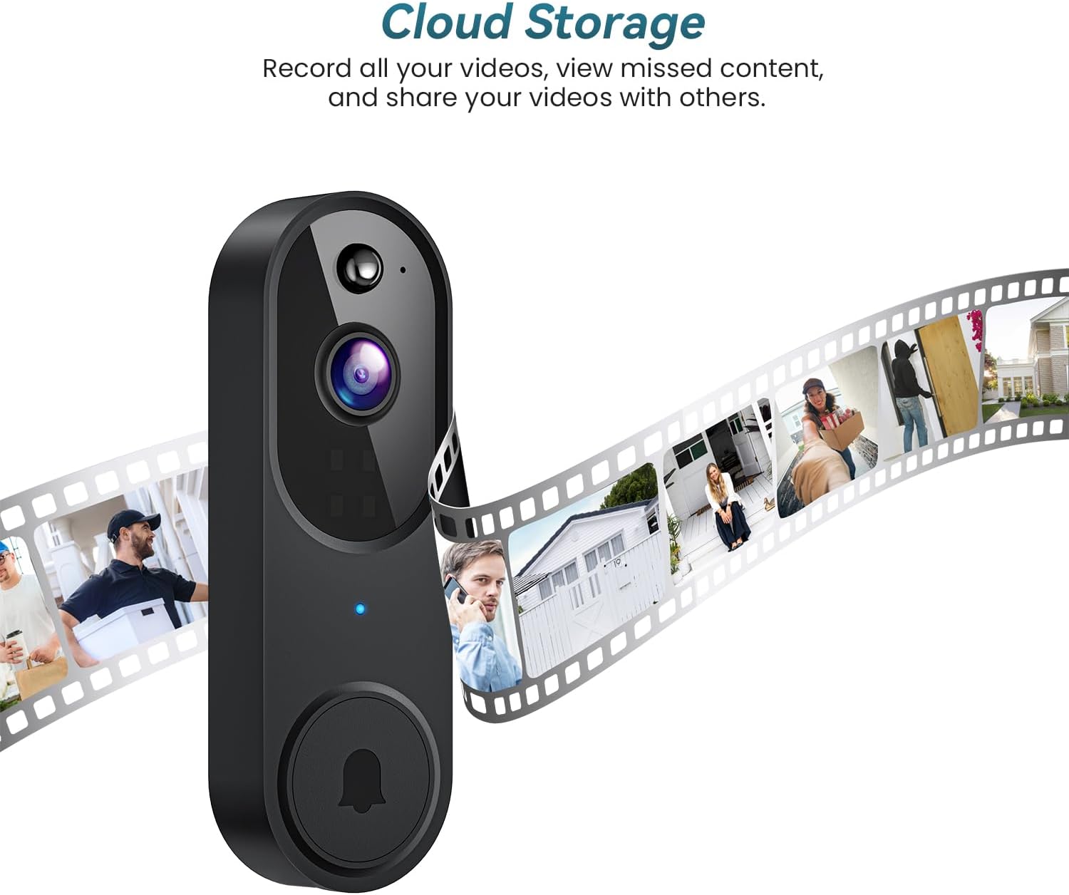 Wireless Wi-Fi Video Doorbell Camera with Two Way Audio, AI Motion Detection, Night Vision and Cloud Storage, 2.4G Wi-Fi Only