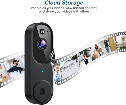 Wireless Wi-Fi Video Doorbell Camera with Two Way Audio, AI Motion Detection, Night Vision and Cloud Storage, 2.4G Wi-Fi Only